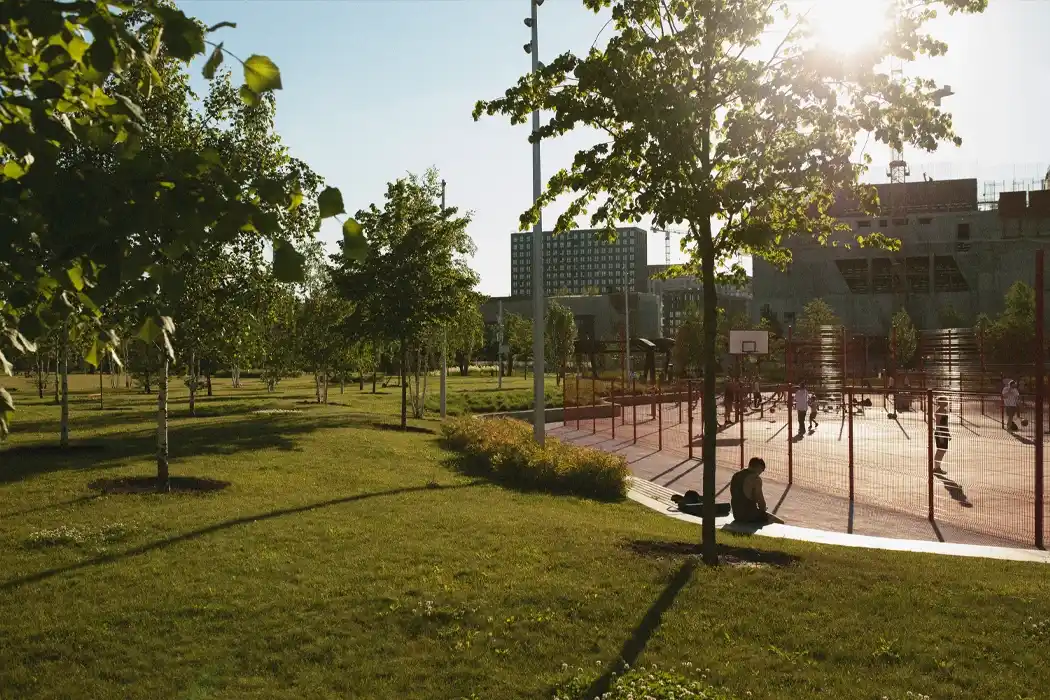 Landscaping by a park